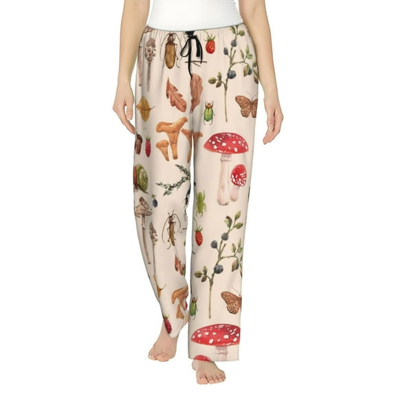 Kll Womens Retro Autum Mushrooms Print Pajama Pants Soft Pajama Bottoms For Women Cozy Lounge Pants