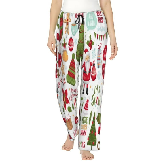 Kll Womens Snowflakes Santa Claus Print Pajama Pants Soft Pajama Bottoms For Women Cozy Lounge Pants