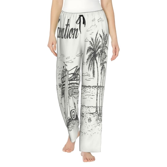 Kll Womens Summer Vacation Scene With Camping Van Print Pajama Pants Soft Pajama Bottoms For Women Cozy Lounge Pants