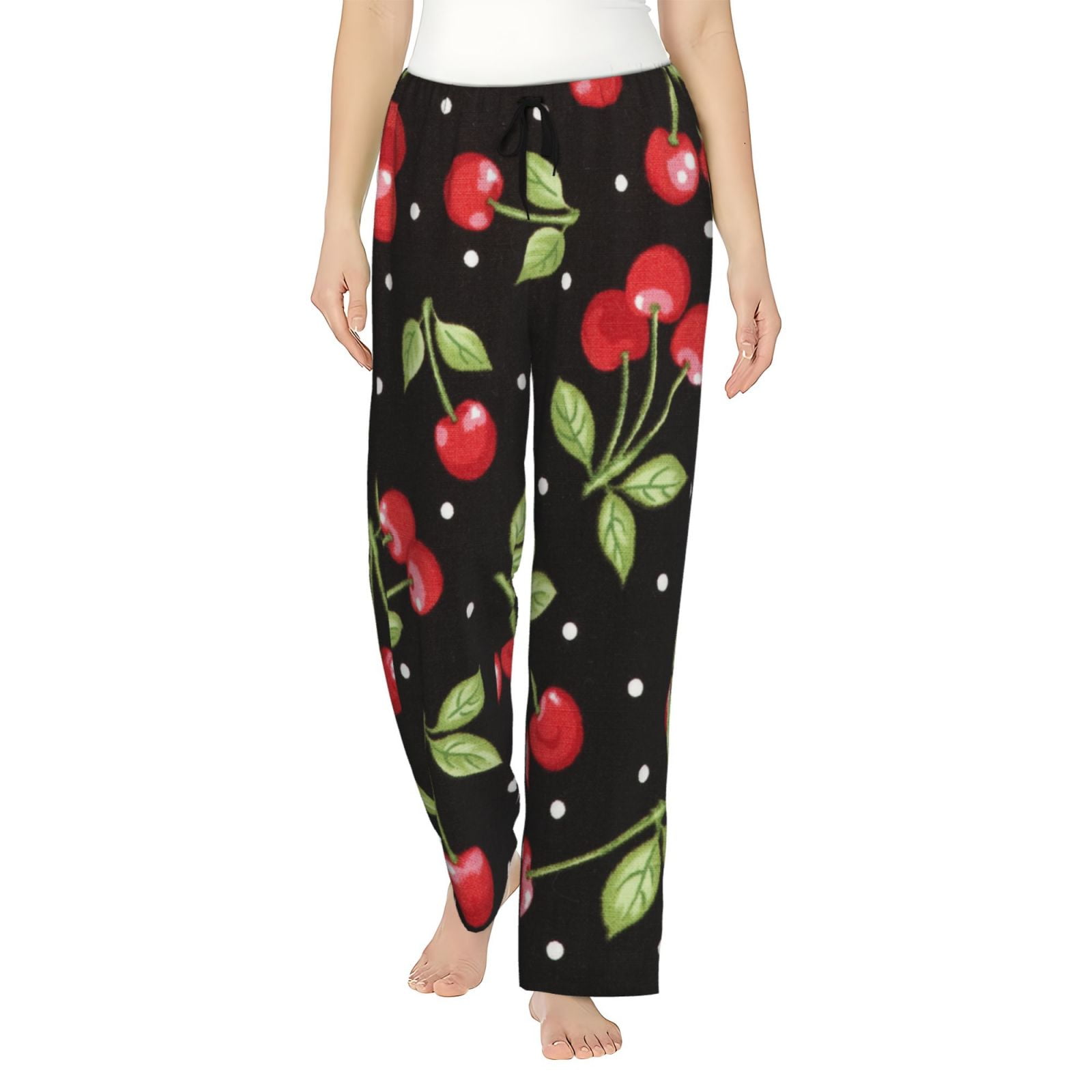 Kll Womens Sweet Red Cherry Print Pajama Pants Soft Pajama Bottoms For ...