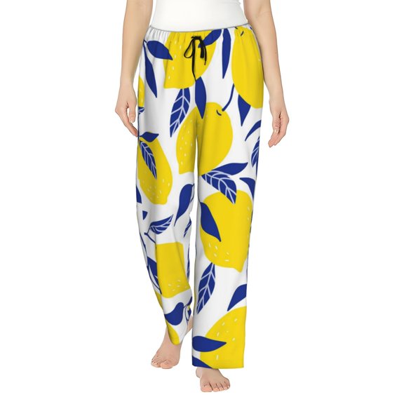 Kll Womens Tropical Lemon Print Pajama Pants Soft Pajama Bottoms For Women Cozy Lounge Pants