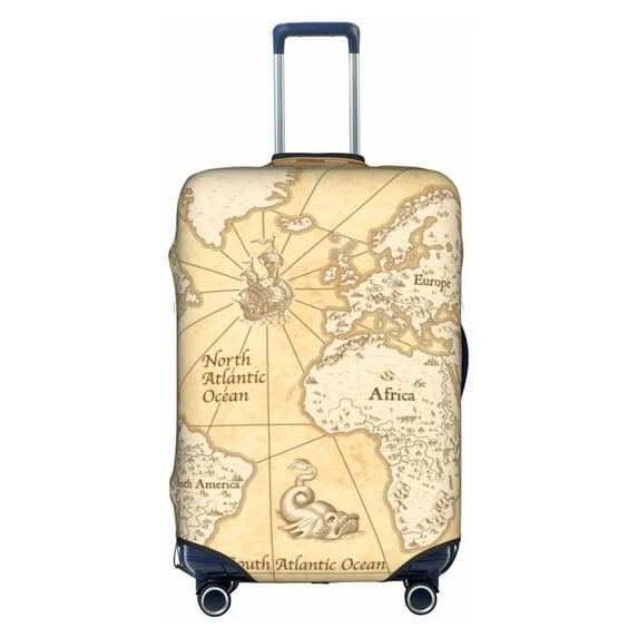 Kll World Map Luggage Cover Suitcase Cover Suitcase Protector (Luggage not included)-Medium