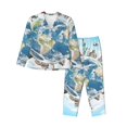 thumbnail image 1 of Kll World Travel Print Women'S Long Sleeve Pajamas With Pants Sleepwear Loungewear 2 Set-Xx-Large, 1 of 9