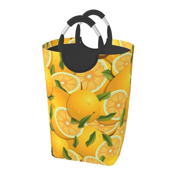 Kll Yellow Limes Laundry Hamper,Large Canvas Fabric Lightweight Storage Basket Toy Organizer Dirty Clothes Collapsible Waterproof For College Dorms,Children Bedroom,Bathroom
