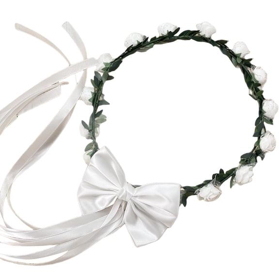 Klo Girls Leaf Headband With Bow Floral Hair For Kids Photo Prop