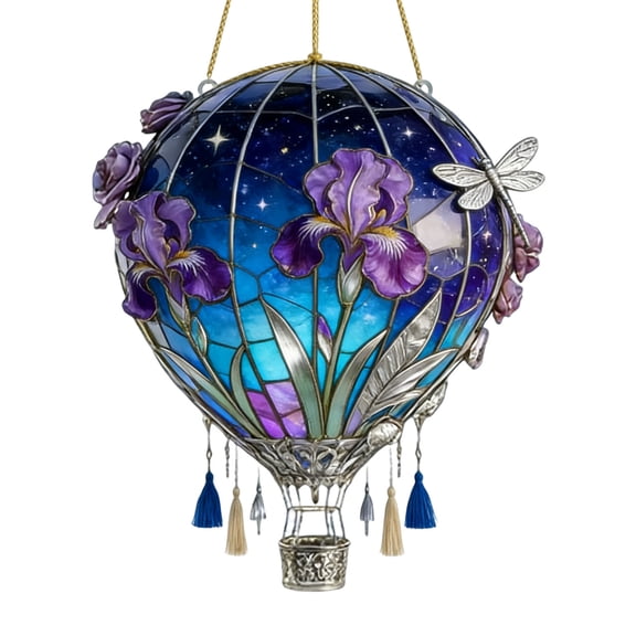 Klo Hot Air Balloon Solar Pendant With Flickering Flame Solar Hot Air Balloon Acrylic Outdoor Hanging For Garden Patio Porch Yard Party