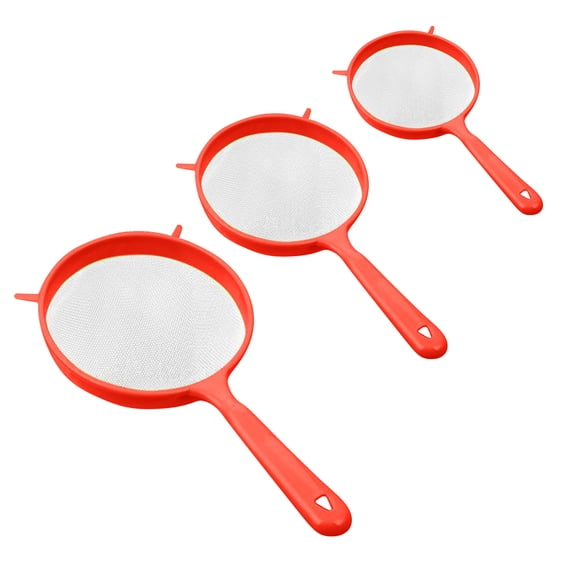 Klo Set Of 3 Purpose Plastic Strainers With Handle Sieve Mesh Colander Flour Kitchen