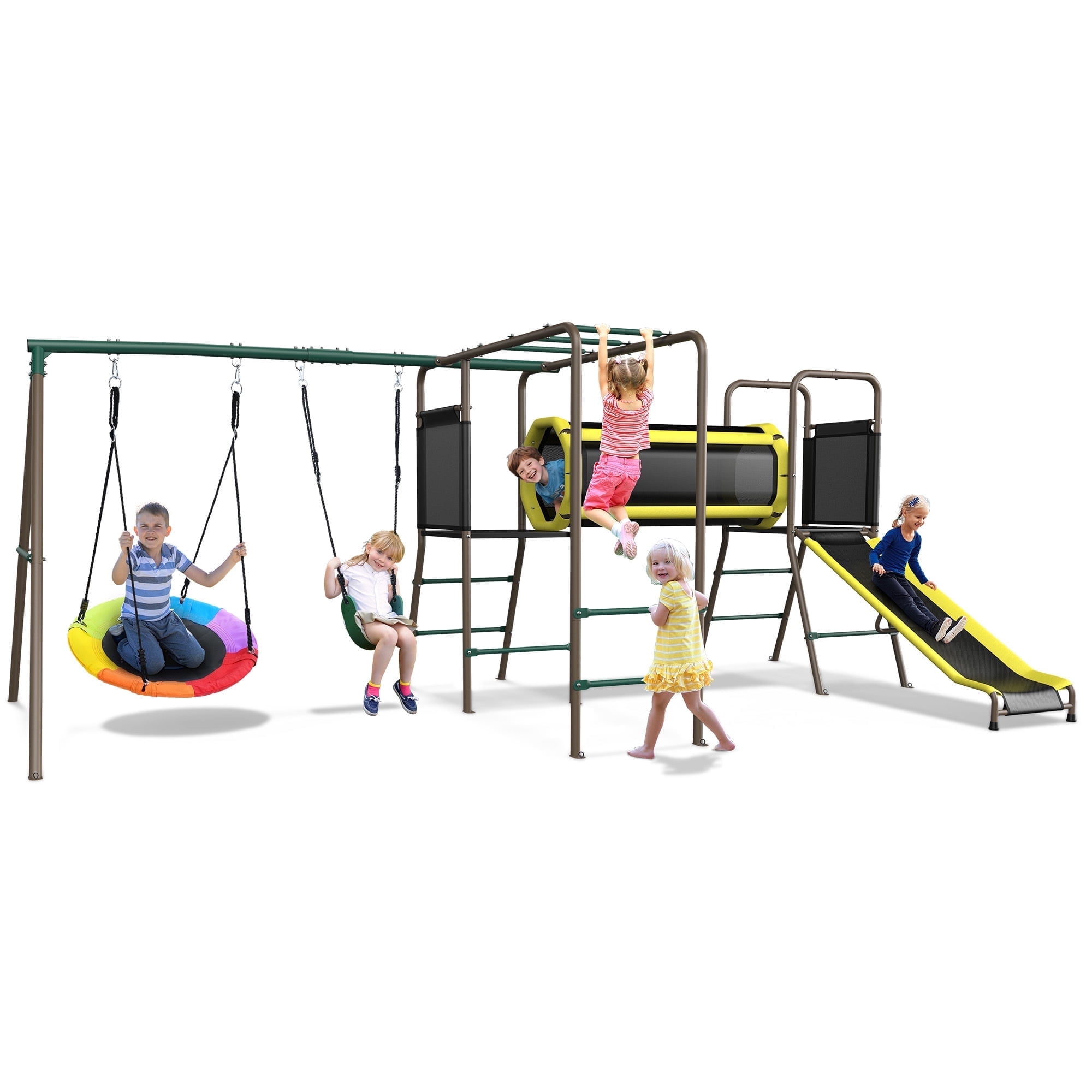 KloKick 5-in-1 Heavy Duty Metal Swing Set for Kids, ASTM Certified
