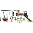 thumbnail image 1 of KloKick 5-in-1 Heavy Duty Metal Swing Set for Kids Backyard, with Slide, Monkey Bars, Saucer Swing & Tunnel, ASTM Safety Certified, Ages 3-12, 660lbs Capacity, 1 of 15