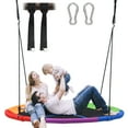 thumbnail image 1 of KloKick 60" Extra Large Tree Swing for Kids & Adults - 900D Oxford Waterproof Saucer Swing with 2 Hanging Straps, Rainbow, 1 of 8