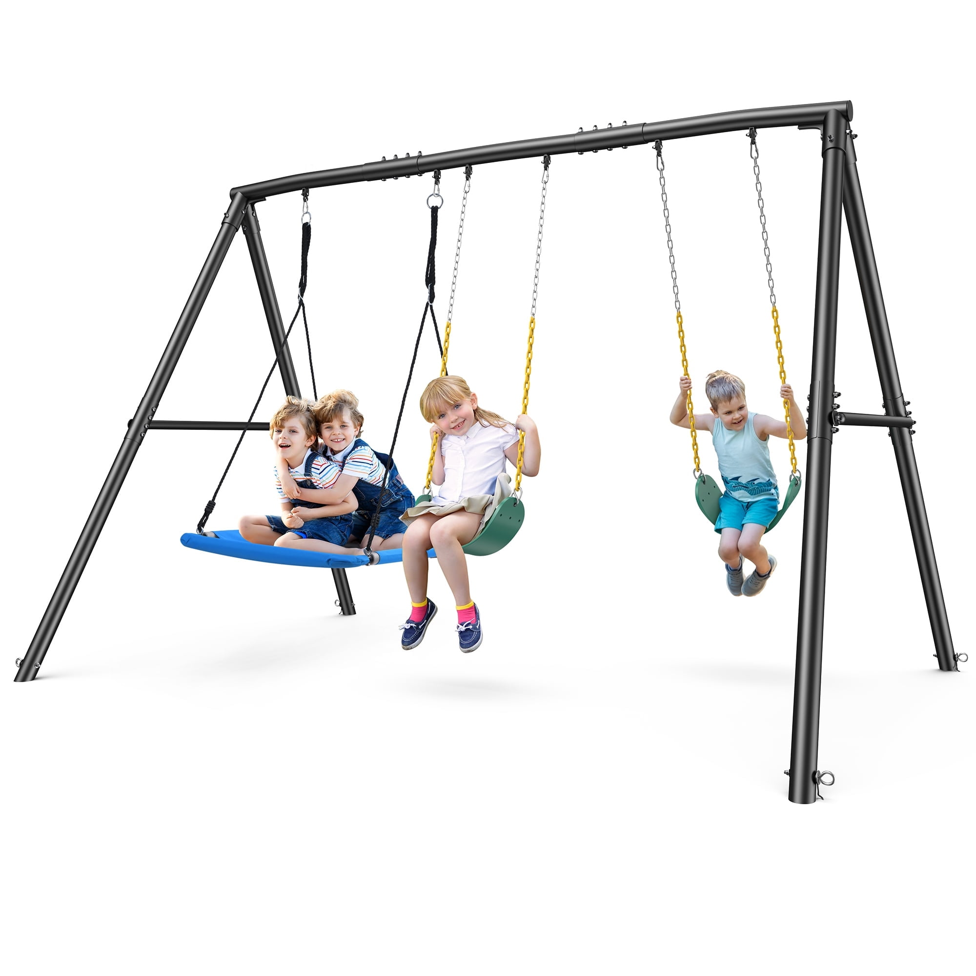 KloKick 600lbs Heavy Duty Swing Set – A-Frame Metal Swing Set with ...