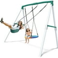 thumbnail image 1 of KloKick 7.5ft Heavy Duty Swing Set for Backyard, 500lbs Capacity Outdoor Metal Swing Set for Kids & Adults with Spider Swing and Belt Swing (Rainbow), 1 of 6
