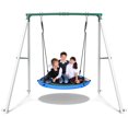 thumbnail image 1 of KloKick Heavy Duty Outdoor Swing Set - 500 lbs Capacity, Adjustable Ropes, Round Swing for Kids & Adults, Blue, 1 of 9