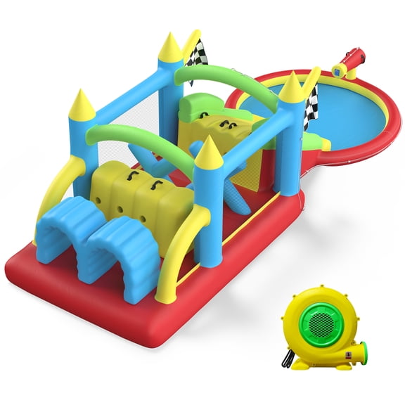 KloKick Jumbo Inflatable Water Park & Slide Castle – Dry/Wet Dual Use, 840D Fabric, 400lbs Capacity, for Climbing & Aquatic Fun