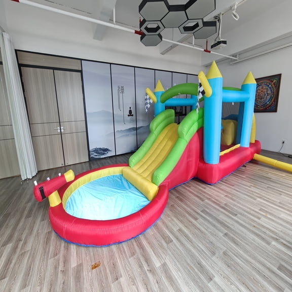 KloKick Jumbo Inflatable Water Park & Slide Castle Dry/Wet Dual Use, 840D Fabric, 400lbs Capacity, for Climbing & Aquatic Fun