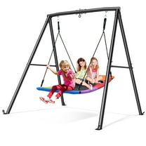 KloKick Metal Swing Set - 60" Large Platform Swing, 440lbs Heavy Duty Set for Kids' Backyard Play(Rainbow)