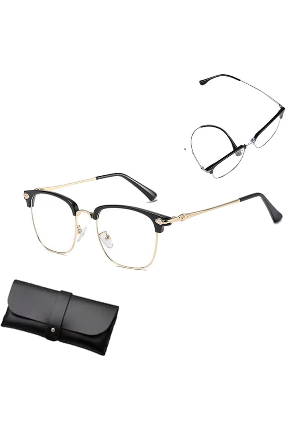 Auto Focus Glasses Self Adjusting, Blue Ease Optics Glasses, Smart Auto Focus Anti Blue Reading Glasses Half Frame Anti Blue Light Reading Glasses for Men Women Metal Frame