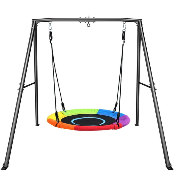 Klokick Metal Swing Sets with 40-Inch Saucer Tree Swing, 440-Pound Heavy Duty Swing Frame