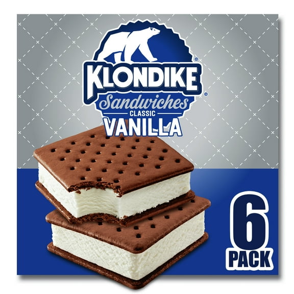 Klondike Classic Vanilla Ice Cream Sandwiches Frozen Desserts, 6 Count