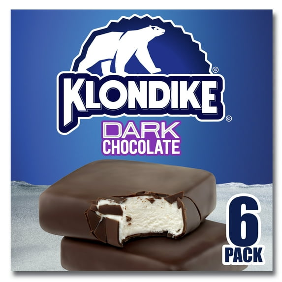 Klondike Crunchy Dark Chocolate Vanilla Kosher Milk Frozen Dairy Dessert Bars, 6 Count Box