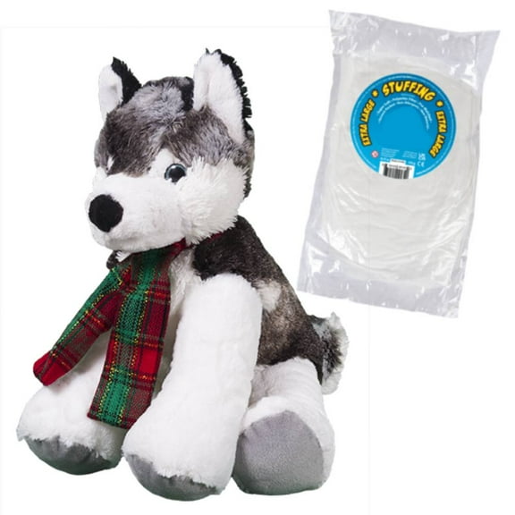 Plush Gear Klondike the Husky DIY Plush Toy Kit with Toys Skin and Soft Fiber Stuffing, 16-Inch
