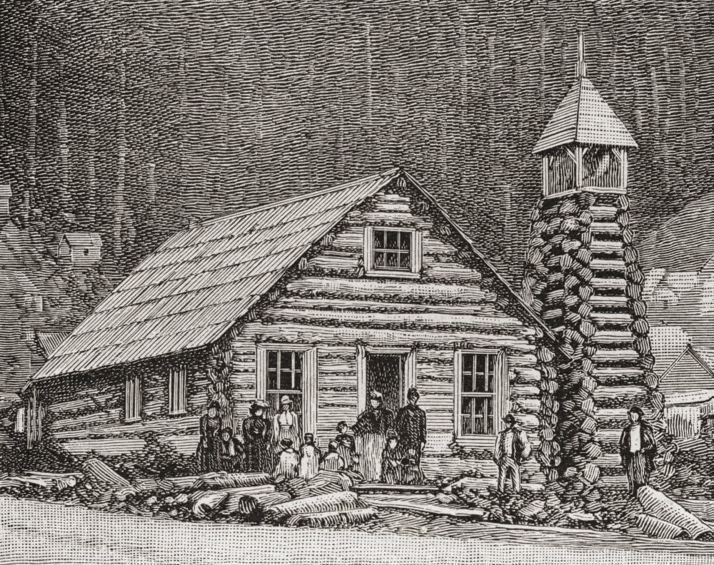 The Klondike Presbyterian Church at Juneau Alaska founded in 1877 From The Strand Magazine published 1897 Canvas Art - Ken Welsh Design Pics (15 x 12)