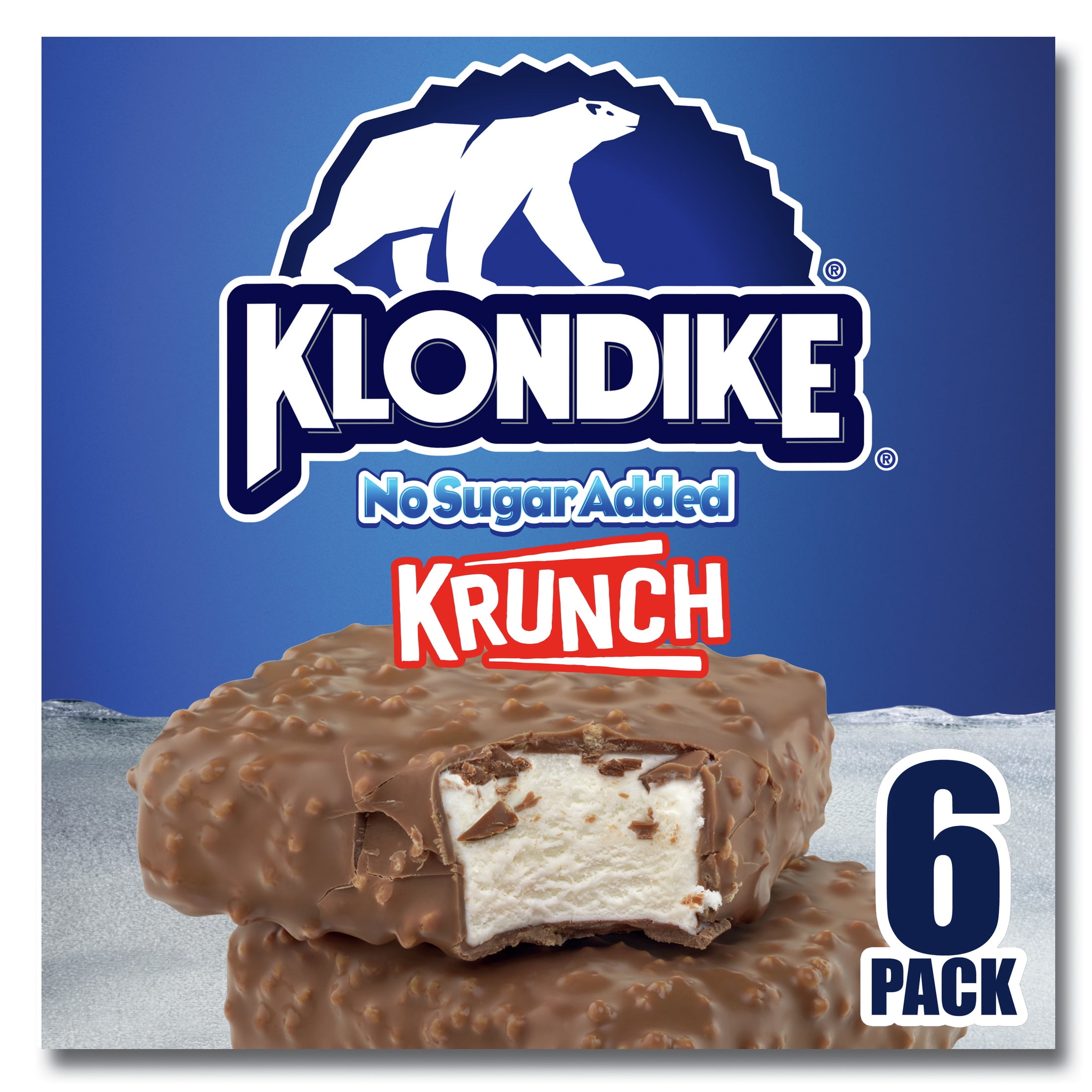 Klondike Sugar-Free Krunch Crunchy Frozen Dairy Dessert Bars Kosher, 6 Count