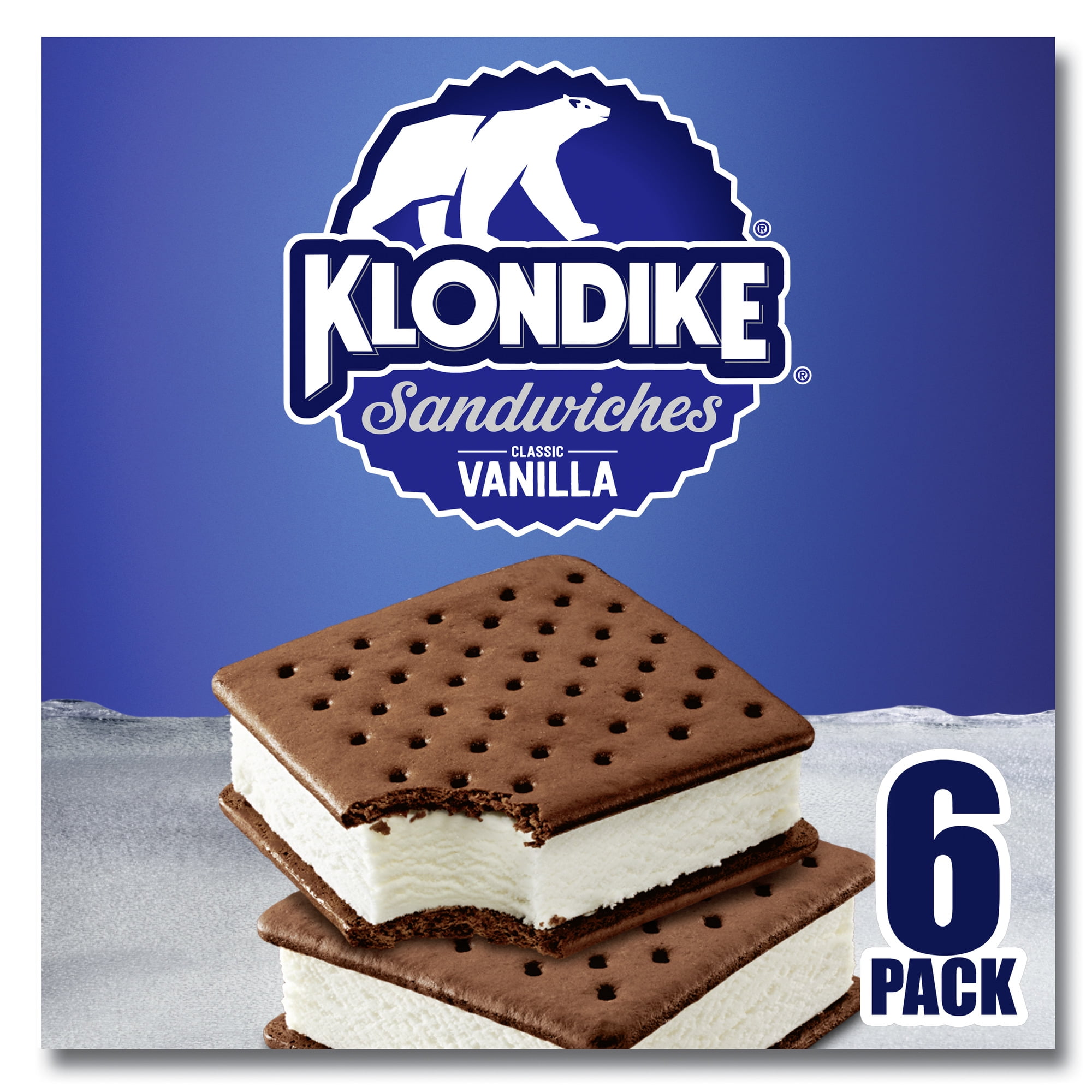 Klondike Vanilla Ice Cream Sandwiches, 4.23 fl oz, 6 Count