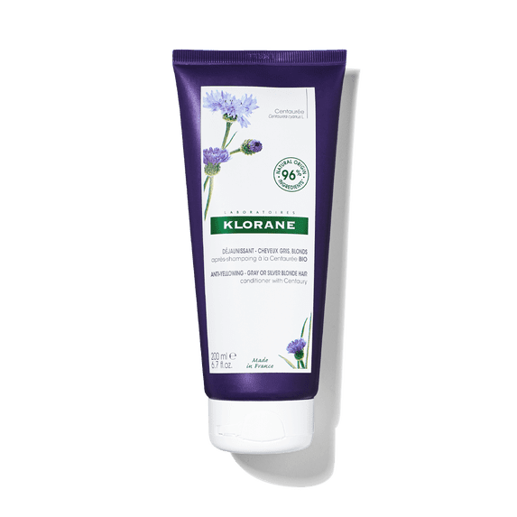 Klorane Plant-Based Purple Conditioner with Centaury - Brightens Blonde, Gray or White Hair - Neutralizes Unwanted Yellow and Copper Tones, 6.7 fl oz