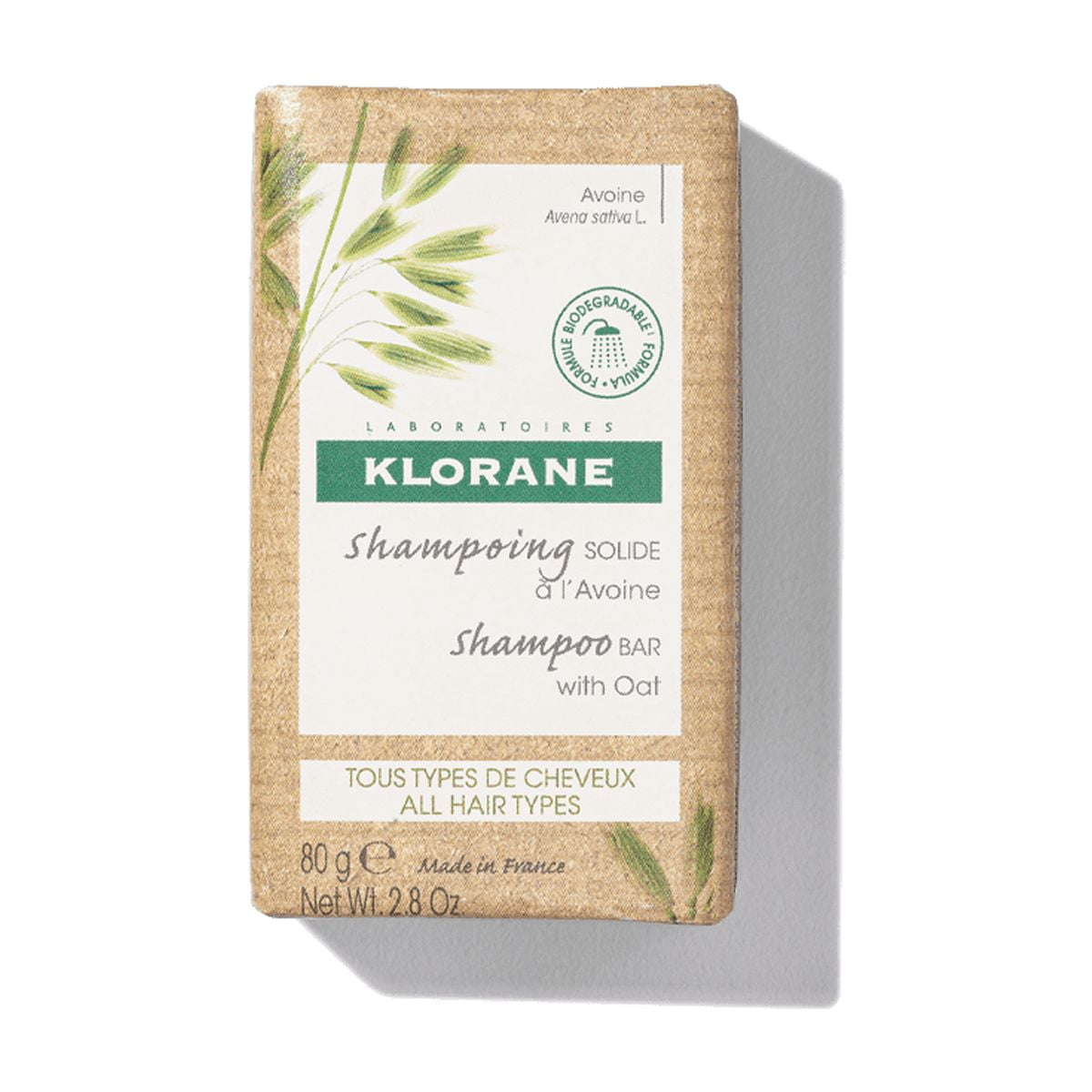 Klorane Ultra-Gentle Shampoo Bar with Oat Milk, Paraben, Preservative and Sulfate Free, Hypoallergenic, Eco-friendly, Biodegradable, Vegan, Dermatologist and Pediatric Tested, 2.8 Oz