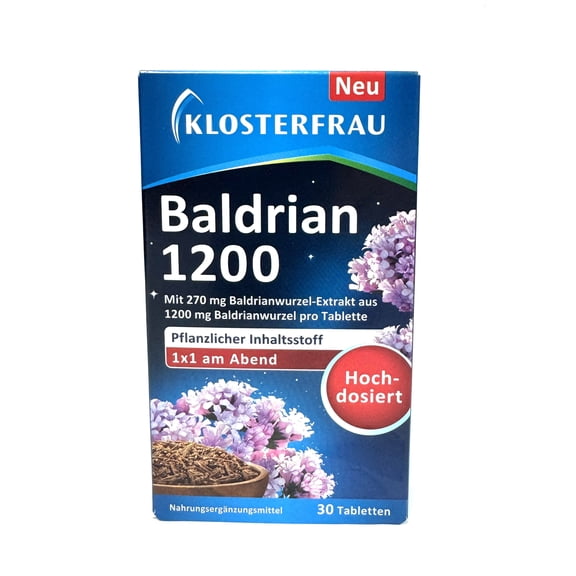 Klosterfrau Valerian 1200 | with high dose valerian root extract | B vitamins contribute to normal functioning of the nervous system | to support a peaceful sleep | 30 tablets