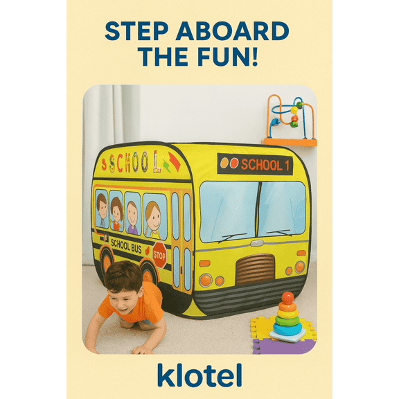 Klotel School Bus Pop Up Child Play Tent, 2 in 1 Indoor and Outdoor, Portable, 1 Pack