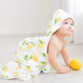 thumbnail image 1 of Kloud Bambu Baby Hooded Towel, Double Layers, Buttery Soft Ultra Absorbent Large Fits up to Toddler 3, Lemon Print, 1 of 6