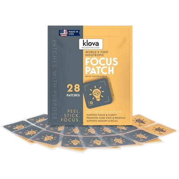 Klova Nootropic Focus Wellness Patches  Highly Absorbable, Last up to 8 Hours, 28 Count