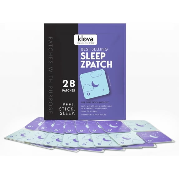 Klova Sleep Support Patches with Melatonin, Ashwagandha & L-Theanine – 28 Count Natural Aid