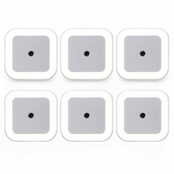 Klsdynlned 6-Pack Night Lights Plug into Wall, Square Auto Dusk-to-Dawn LED Night Light for Bedroom, White