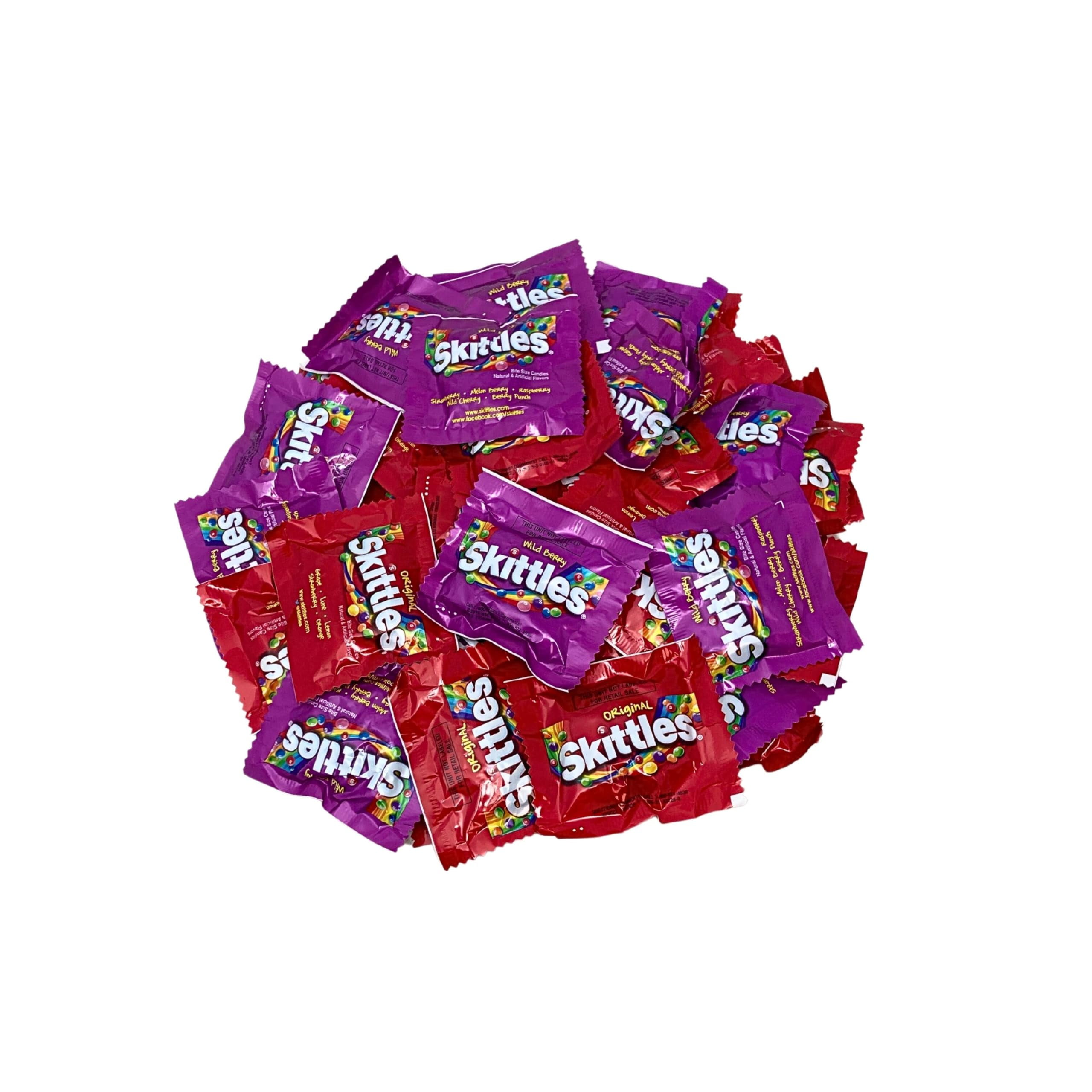 Klub Bulk Skittles Candy Assortment -1lb-Wild Berry & Original Flavor Skittles Candy Coated Fruit Chew Bites Individually Wrapped Mini Packs- Bulk Party Size Variety Pack (16-Oz)