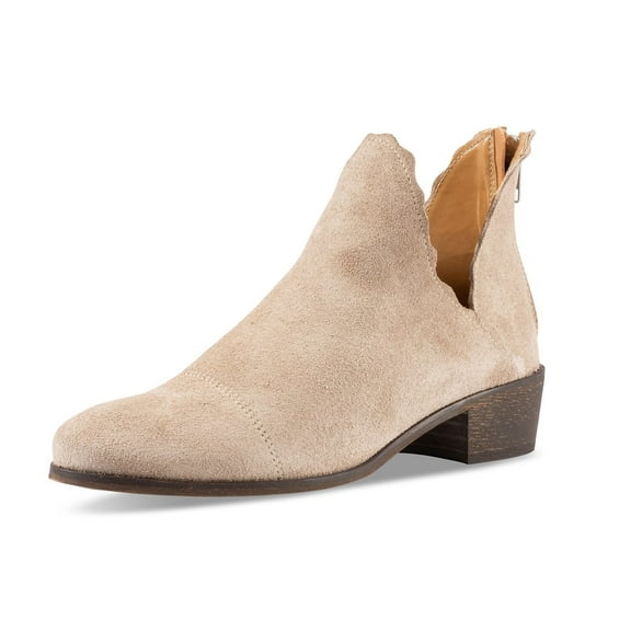 Klub Nico Bae Nude Suede Scallop Bootie-Sand Low Cut our Fashion Ankle Booties (Sand, 6)