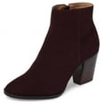thumbnail image 1 of Klub Nico Bellerie Wine Tapered High Block Heel Rounded Toe Zipper Ankle Boots (Wine, 9), 1 of 4