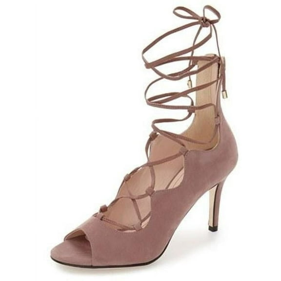 Klub Nico Matilda Mauve Blush open-toe sandal tie up slim stiletto heel Bootie (5)