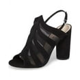 thumbnail image 1 of Klub Nico Talita Cage Sandal Black Block Heel Peep Toe Mesh Inset Luxe Booties (Black, 8), 1 of 2