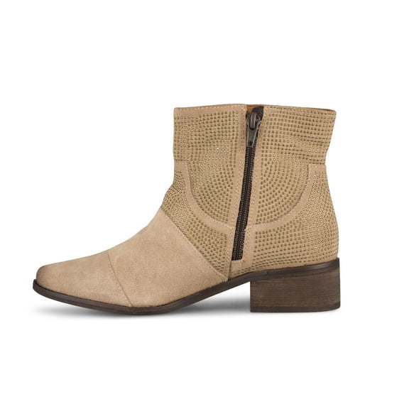 Klub Nico Women Zola Boots-Oatmeal Suede Nude Stacked Heel Chelsea Ankle Bootie (Oatmeal, 6)