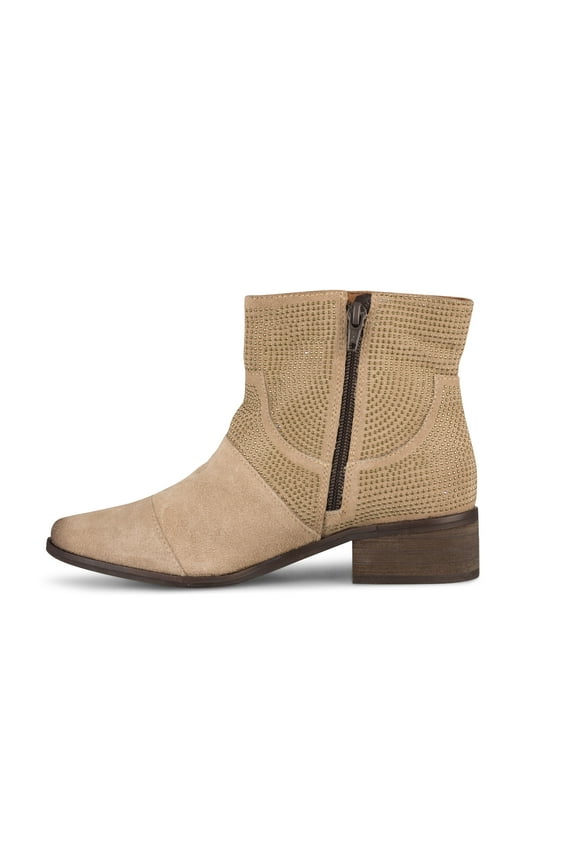 Women Zola Boots-Oatmeal Suede Nude Stacked Heel Chelsea Ankle Bootie (Oatmeal, 6)