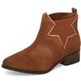 thumbnail image 1 of Klub Nico Zelha Cognac Suede Star Chelsea Fashion Block Low Heel Ankle Boots (Cognac, 9), 1 of 4