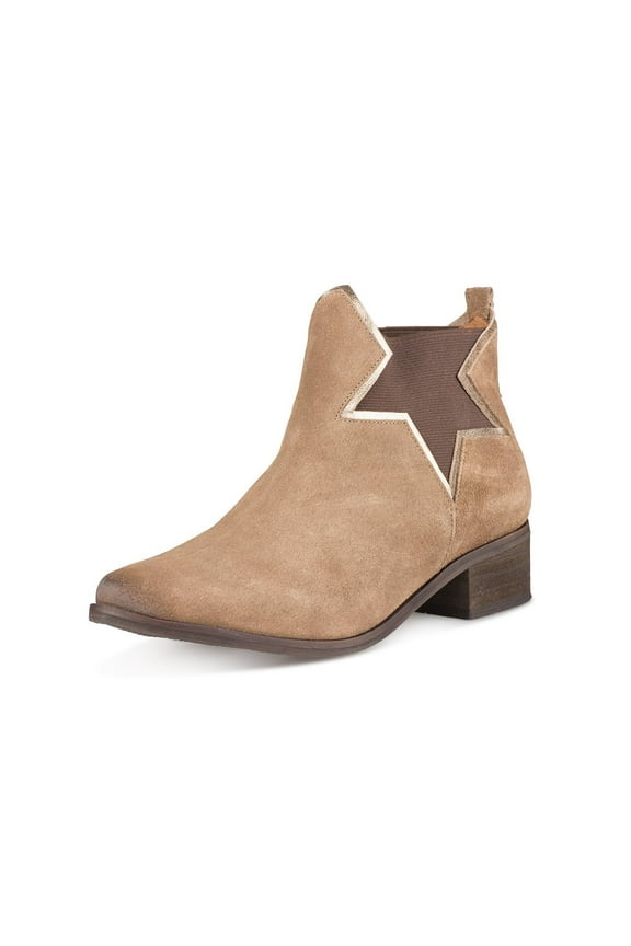 Zelha Taupe Suede Big Star Vintage Leather Boot Chelsea Ankle Booties (Taupe, 9)