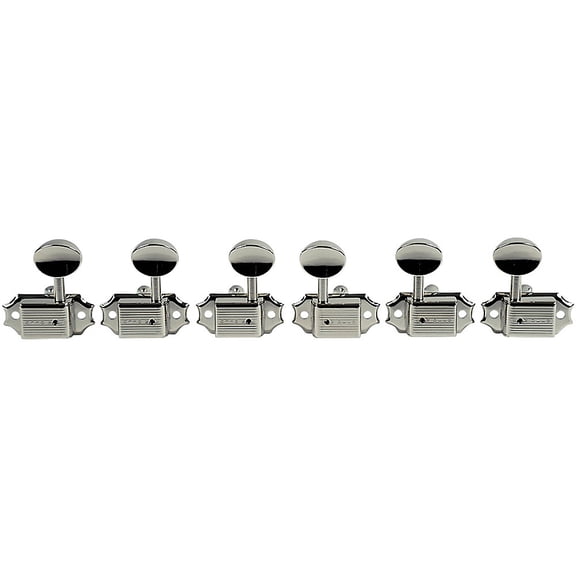 Kluson 3 Per Side Deluxe Series Oval Metal Single Line Logo Tuning Machines Nickel