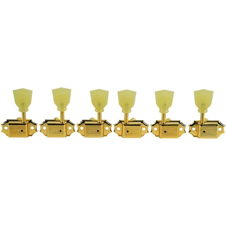 Kluson Kluson Tuners (Deluxe Series) w/ Keystone "Tulip" Buttons (L3+R3) Single-Line - Fits Gibson® (Gold)