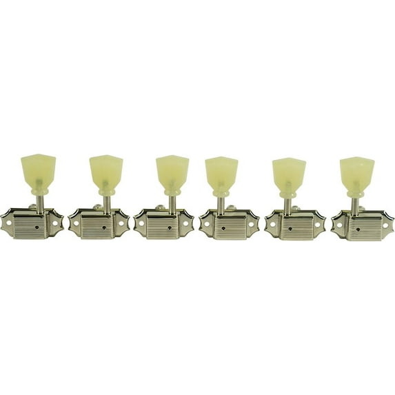 Kluson Kluson Tuners (Deluxe Series) w/ Keystone "Tulip" Buttons (L3+R3) No-Line - Fits Gibson® (Nickel)
