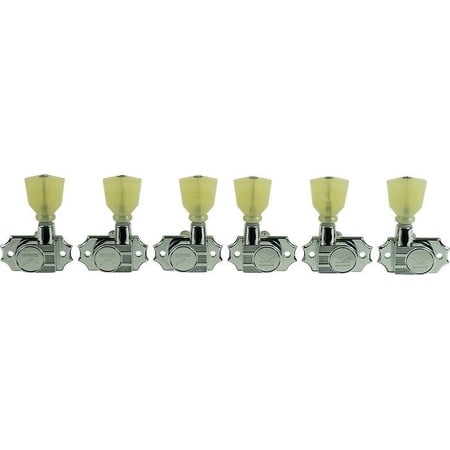 Kluson 3 Per Side Revolution Series G-Mount Non-Collared Tuning Machines Chrome With Plastic Keyston