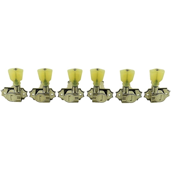 Kluson 3 Per Side Revolution Series G-Mount Pearloid Keystone Tuning Machines Nickel